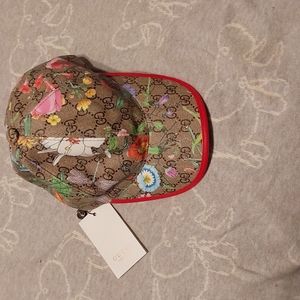 MEN/ UNISEX HAT BY GUCCI GG Supreme Monogram Flora Baseball Hat S Red